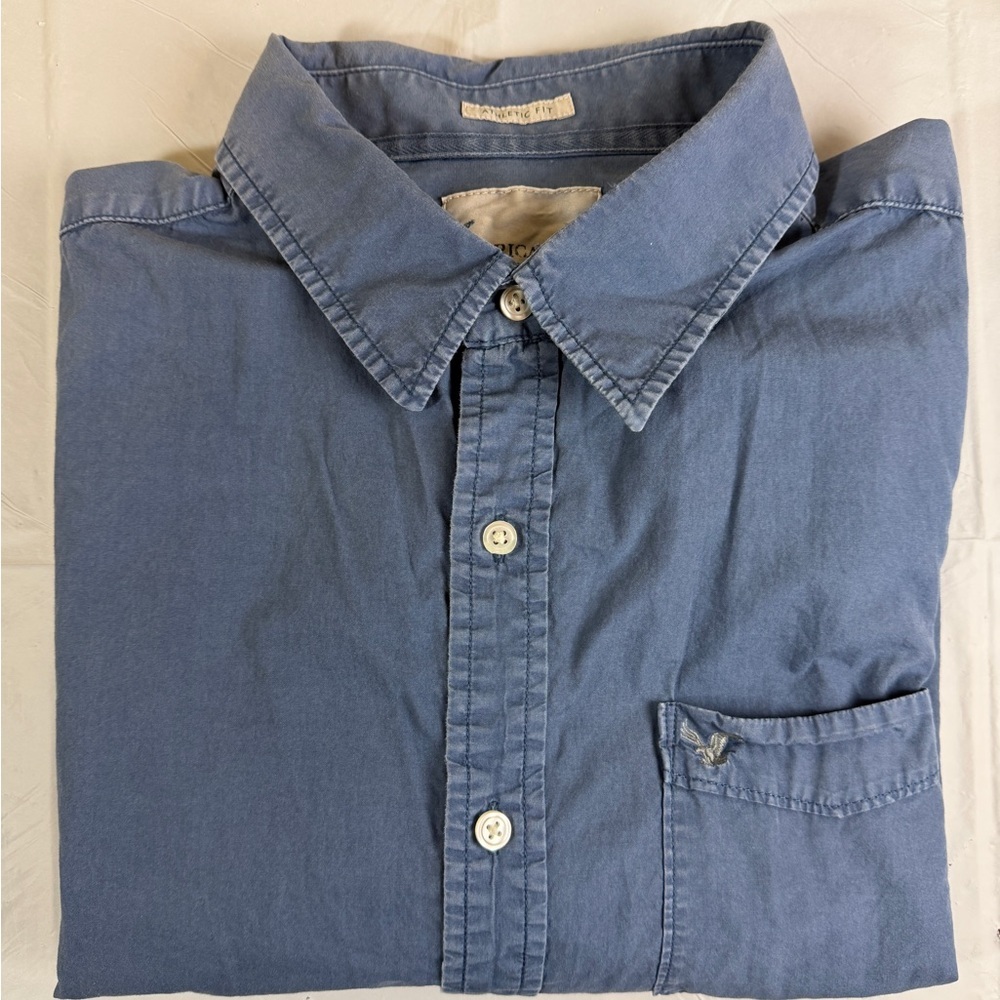 American Eagle Outfitters Denim Blue Button-Down Shirt
